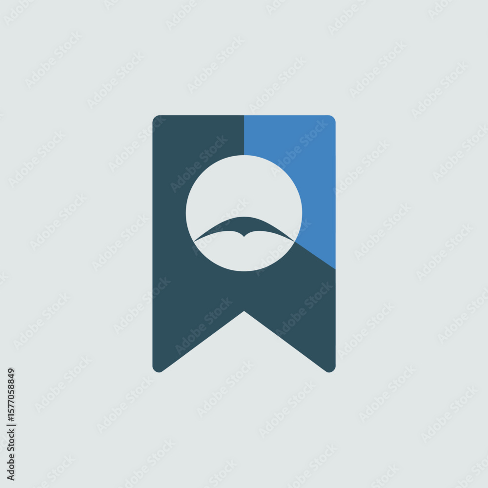 Aufkleber flat bookmark icon design featuring blue and dark teal color palette simple bird silhouette inside w