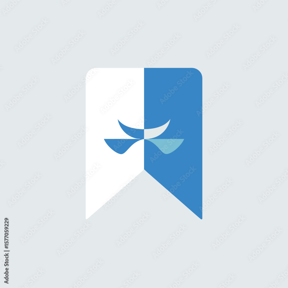 Poster abstract blue and white bookmark icon flat design illustration digital graphic element website app i