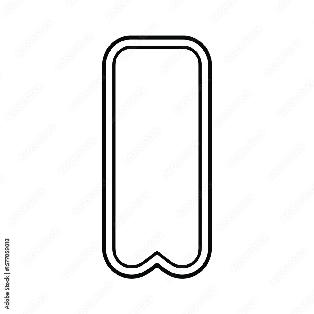 Poster black outline bookmark icon white background simple minimalist design element rectangular shape doub