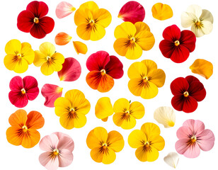  Top View of Scattered Wallflower Blossoms, Loose Petal Arrangement, and transparent the background.
