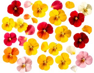 Top View of Scattered Wallflower Blossoms, Loose Petal Arrangement, and transparent the background.