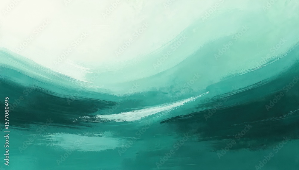 Poster digital art piece with teal color scheme. turquoise hues in ocean-like, sky-like pattern. fluid brus