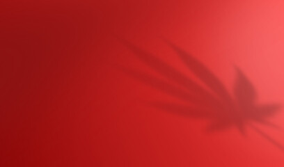 Subtle Cannabis Leaf Shadow on Red Background