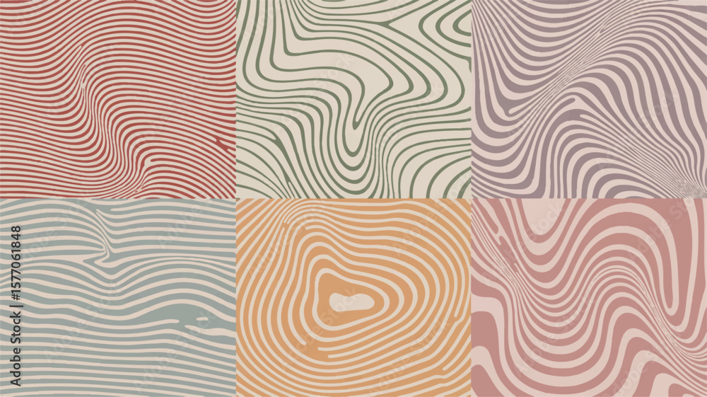 Poster abstract wavy line patterns in muted tones lines