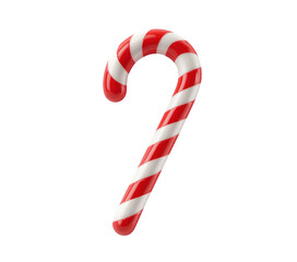 Classic red and white striped candy cane isolated on transparent background