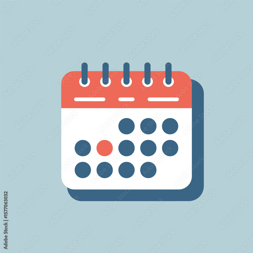 Poster flat icon design single month calendar red event dot blue teal background simple minimalist style sc