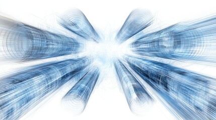 Dynamic Abstract Digital Blue Wireframe Cylinders