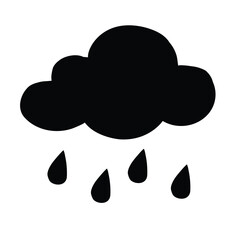  Black Cloud with Falling Raindrops Silhouette Vector