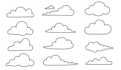 Seamless Cloud Outline  on White Background