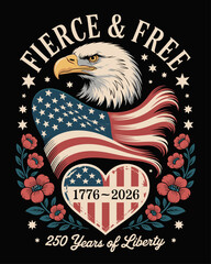 american eagle with american flag vector illustration 250 years usa 
