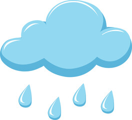 Blue Cloud with  Raindrops Vector Illustration