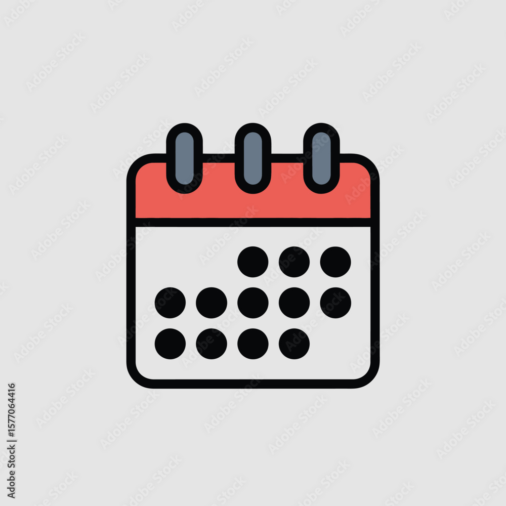 Aufkleber simple red and black calendar icon with filled circles representing dates minimalist design for sche