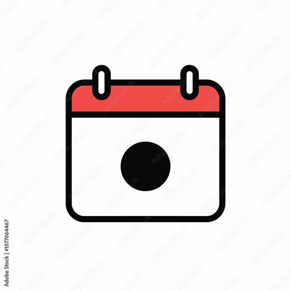 Poster red and white calendar icon with black dot single day event reminder appointment schedule planner di