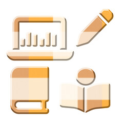 set of creamy orange Pastel Learning icons