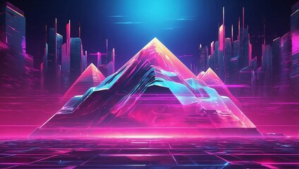 Holographic Lights Pulse Through Retro Grid