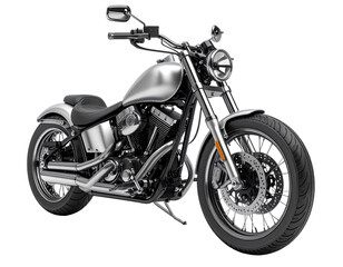Obraz premium 3D silver chopper bike icon isolated on transparent background. PNG