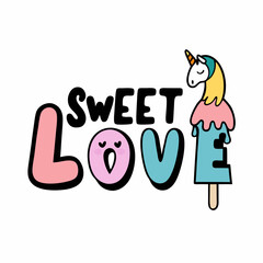 typography design of sweet love