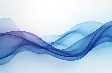 Naklejka premium Blue gradient background with curved lines, varying in hue, direction. Wavy pattern adds movement, dynamism to flat composition. Striking contrast between curved lines, stark white background.