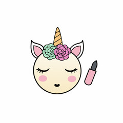 Unicorn head with long eyelashes