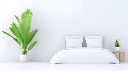 Modern double bed minimalist cutout white background