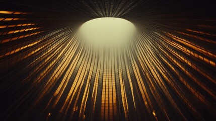 Golden Abstract Tunnel With Radiating Light