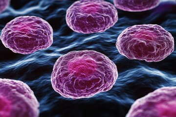 Close Up View Of Cells Under Microscope