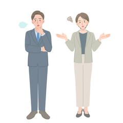 困り顔のスーツの男女