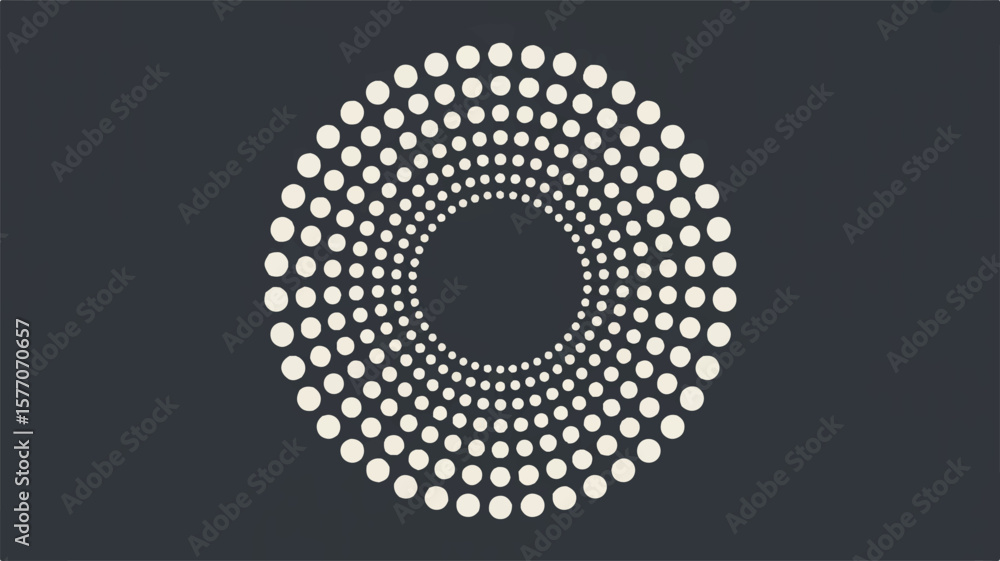 Poster circular pattern of cream dots on dark background abstract