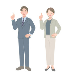 指差しをするビジネスマンの男女
