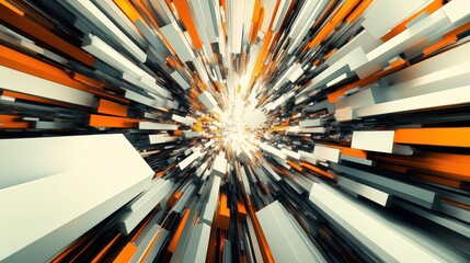 Dynamic Abstract 3d Explosion Of Rectangular Bars