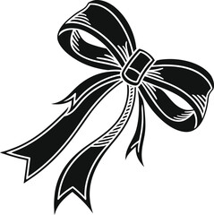 Black and white floral vector illustration with a decorative bow, butterfly, and elegant flower design