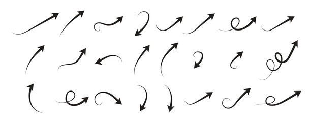 set hand drawn arrows isolated white background business infographic banner web concept design vector