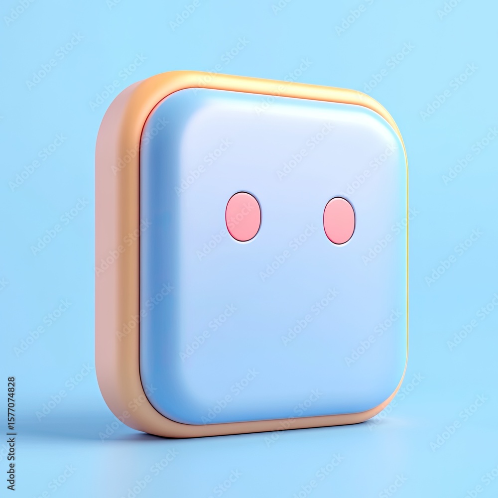Fototapete 3d icon of a startup app button inside a blind box with a cute and minimalist design offering a fres