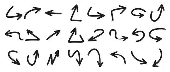 set hand drawn arrows isolated white background business infographic banner web concept design vector