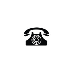 Vintage Telephone Icon &ndash; Retro Rotary Phone Symbol in Bold Black Silhouette Style