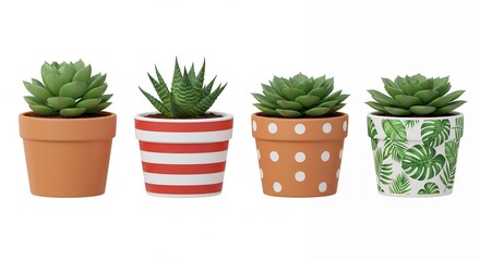 Small succulent pots with decorative patterns