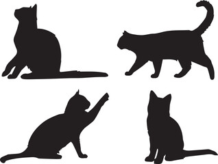 Black Cat Silhouette Vector Collection