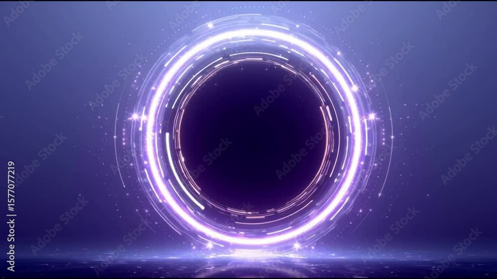 Poster glowing violet neon digital circle with sci-fi energy effects futuristic abstract background with sp