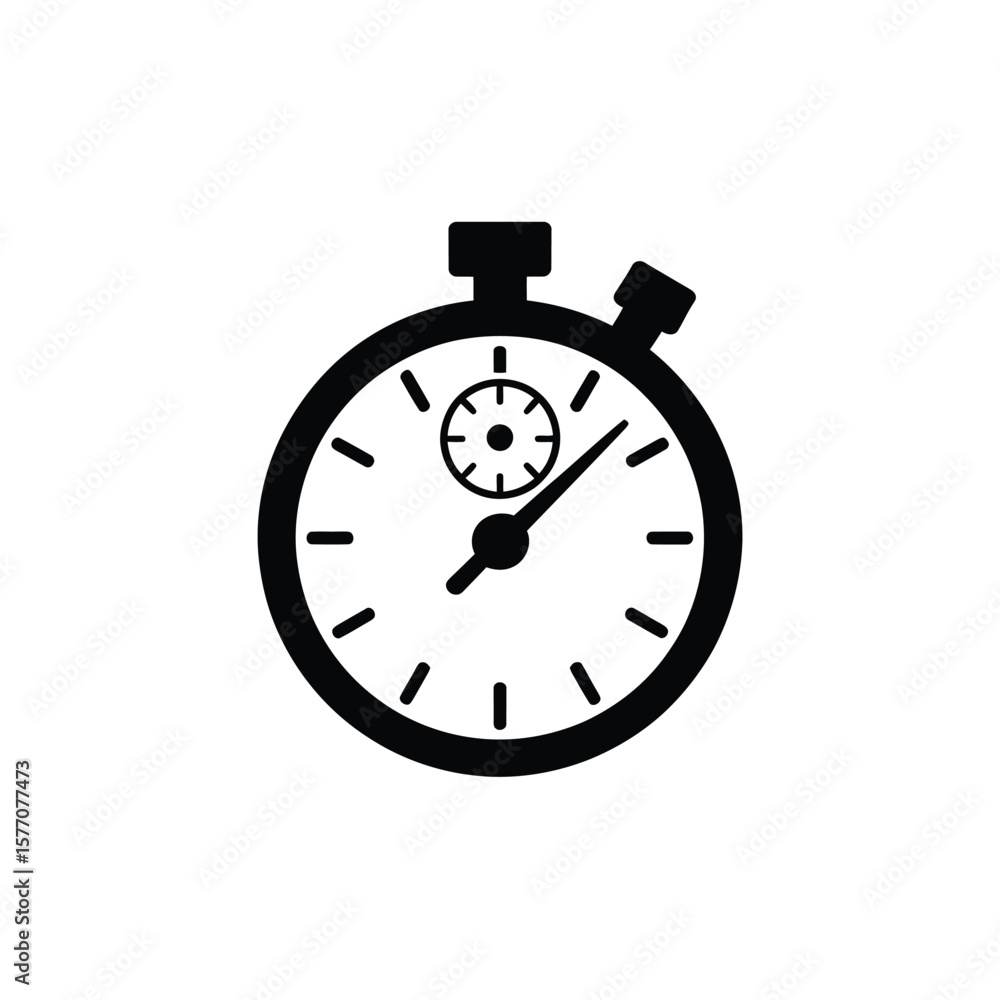 Aufkleber black and white stopwatch icon illustration simple time measurement device round analog clock face m