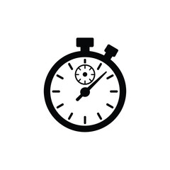 Obraz premium Black and White Stopwatch Icon Illustration Simple Time Measurement Device Round Analog Clock Face Minimalist Design Element Vector Graphic Stopwatch Timer Countdown Black