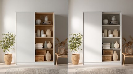 Two-toned sliding wardrobe with decorative accents
