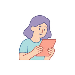Young woman using digital tablet, browsing internet or reading ebook.Learning something new through web interfaces.