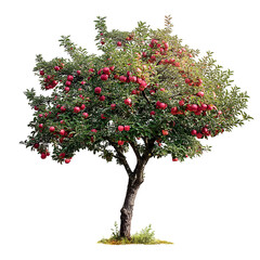 Apple tree isolated on black background, full of ripe and red apples