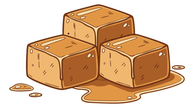 Delicious caramel cubes stack illustration for dessert lovers and sweet treat enthusiasts, yummy caramel candies