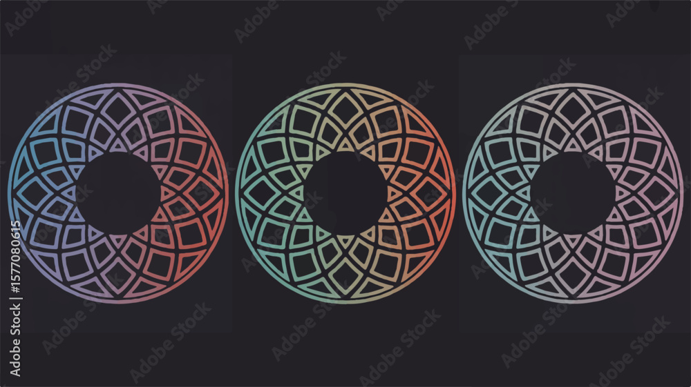Poster geometric circular patterns with gradient colors vector