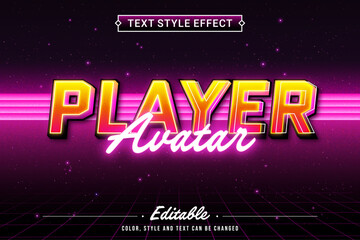 Player Avatar Vector Text Effect Neon Gaming