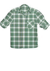 Mens Green and White Plaid Long Sleeve Shirt Casual Button Down Top Apparel