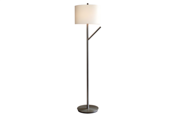 Modern floor lamp with white shade isolated on a transparent background