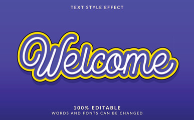 Editable Welcome Typography Text Effect with Neon Outline Style