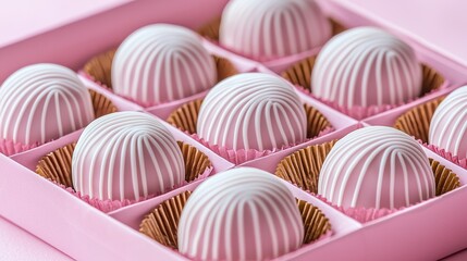 Sweet White Chocolate Truffles In Pink Box